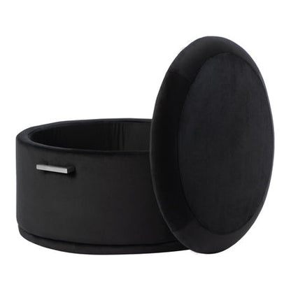 Aria Storage Ottoman – Black – Brass/Silver