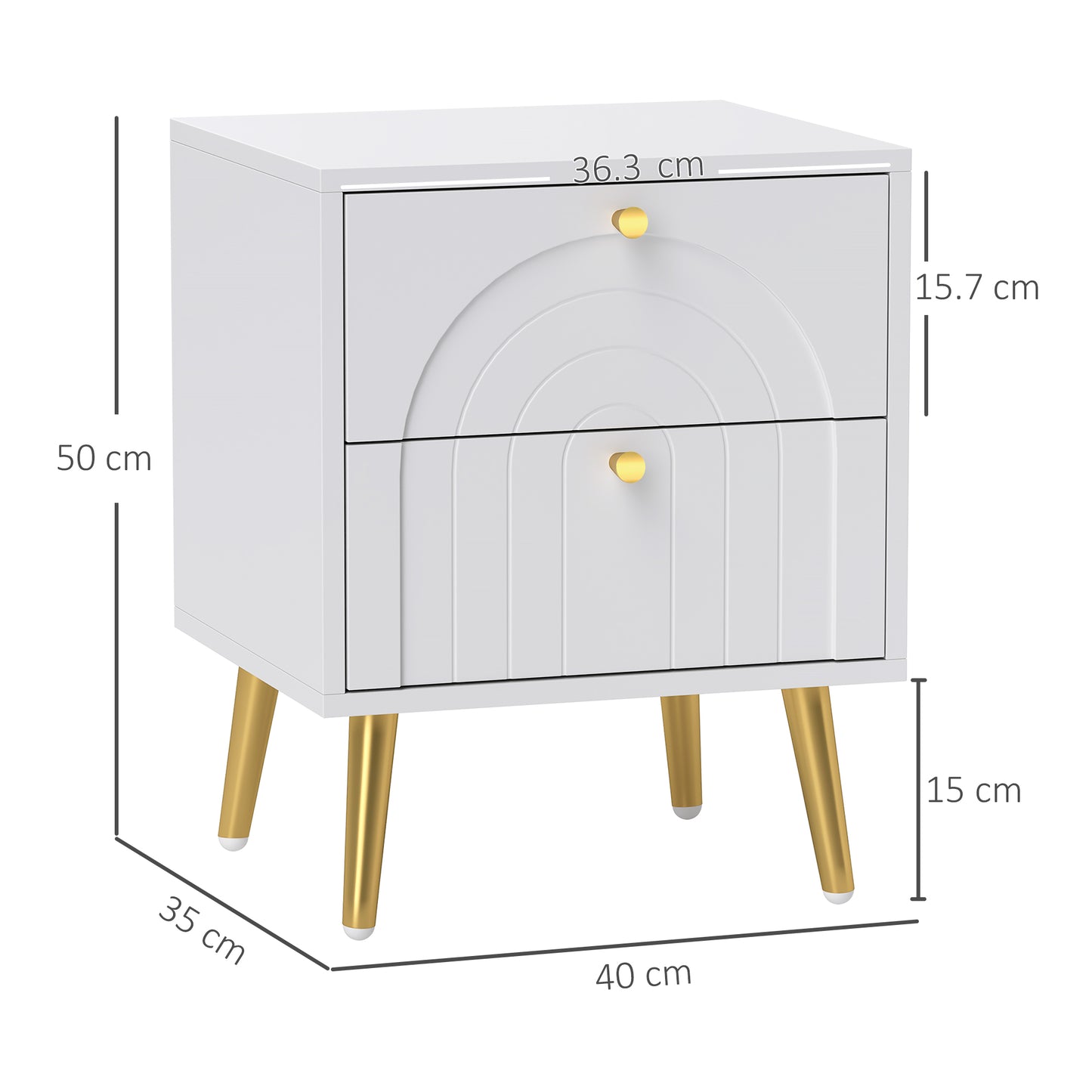 2-Piece Bedside Tables Set with 2 Drawers for Bedroom, White