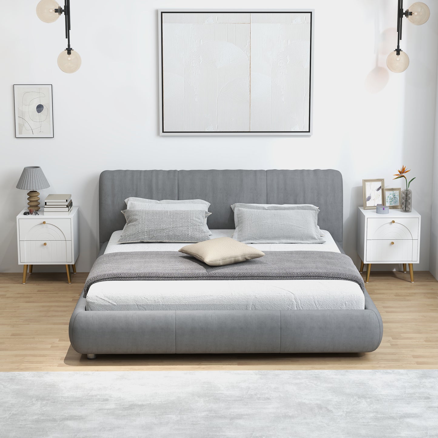 2-Piece Bedside Tables Set with 2 Drawers for Bedroom, White