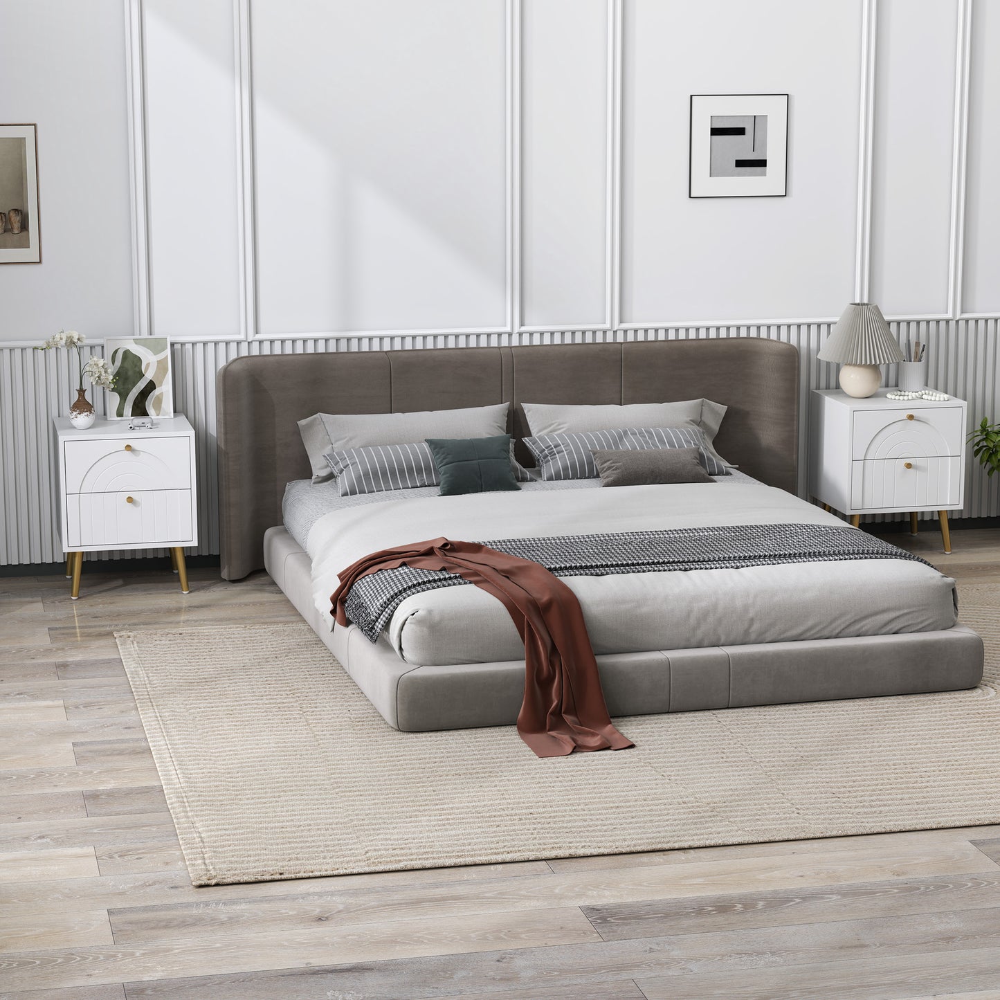 2-Piece Bedside Tables Set with 2 Drawers for Bedroom, White