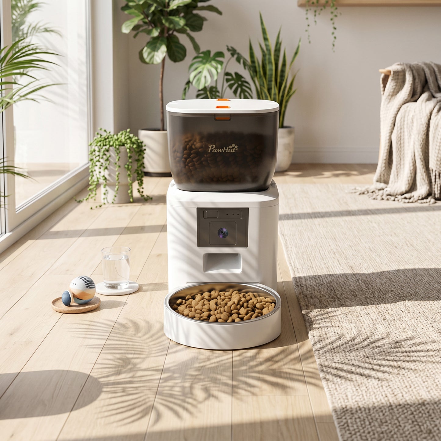 Automatic Cat Feeder with Camera, 2.4G WiFi, Smart APP Control 4L Pet Feeder 1-10 Meals with 2-Way Audio, Night Vision, Anti-Clogging, 10s Meal Call Back, Dual Power Supply, Detachable Clean
