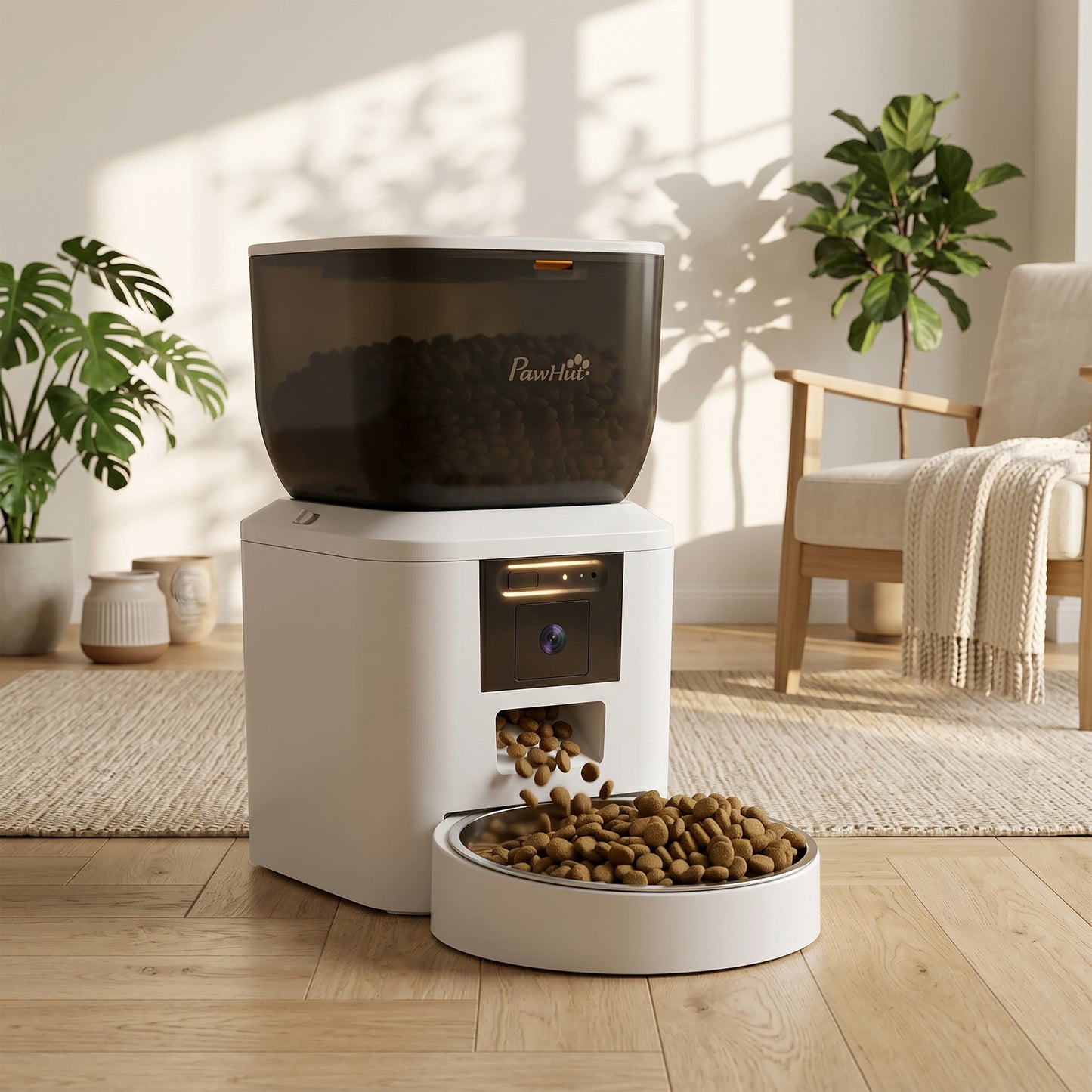 Automatic Cat Feeder with Camera, 2.4G WiFi, Smart APP Control 4L Pet Feeder 1-10 Meals with 2-Way Audio, Night Vision, Anti-Clogging, 10s Meal Call Back, Dual Power Supply, Detachable Clean