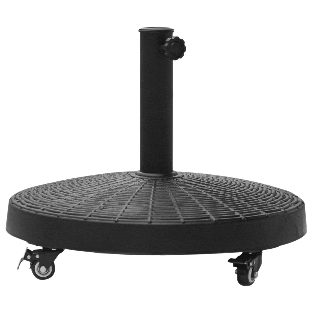 22.7kg Resin Patio Parasol Base Umbrella Stand Weight Deck Garden Sunshade Holder Round w/ Wheels Brakes Outdoor