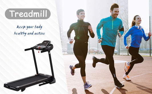 Folding Treadmill Machine Electric Motorised Running Machine 12 Preset Programs w/ LED Display, Drink Holder & Phone Holder for Home Black