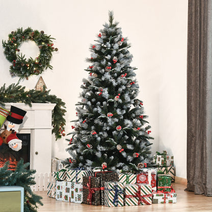 6FT Artificial Snow Dipped Christmas Tree Xmas Holiday Pencil Tree Green