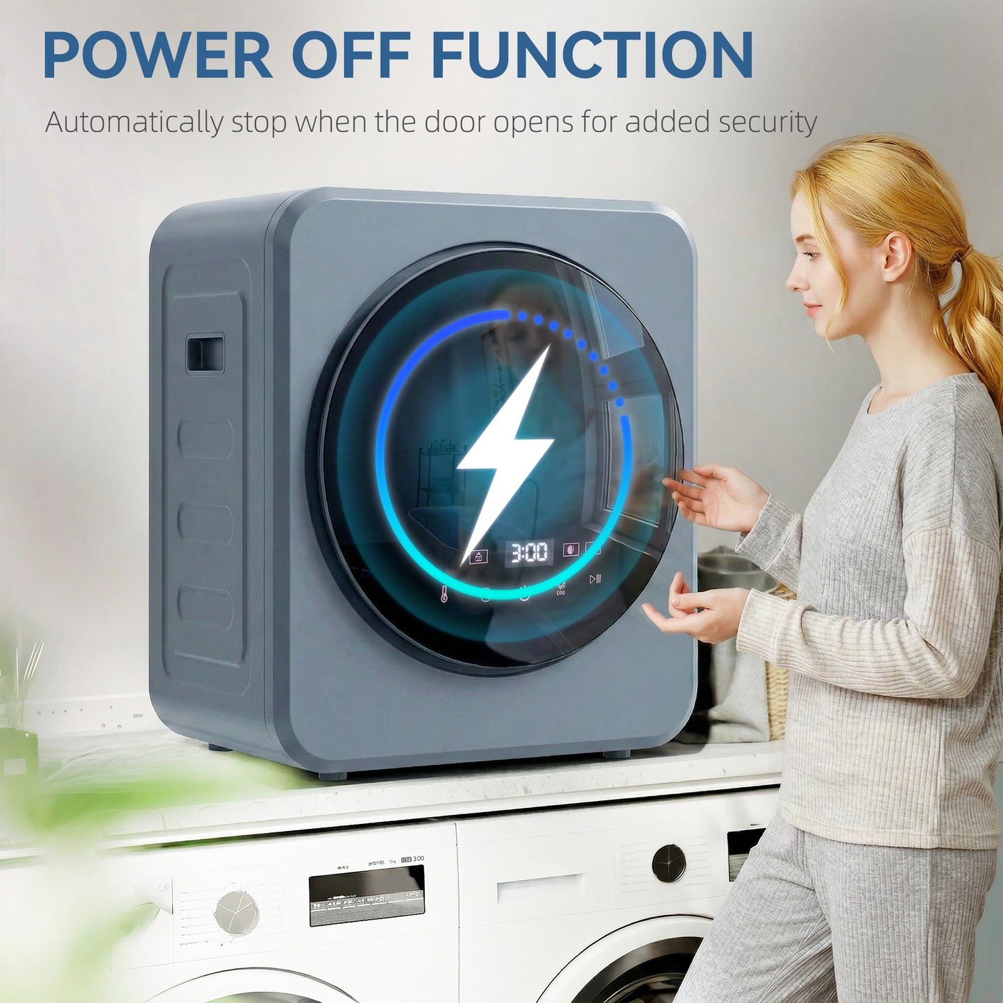 800W Compact Dryer Machine, 4kg Small Vented Tumble Dryer, Grey