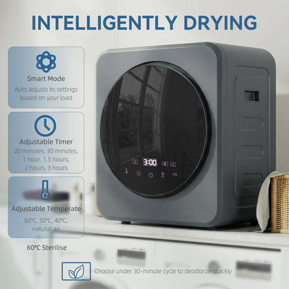 800W Compact Dryer Machine, 4kg Small Vented Tumble Dryer, Grey