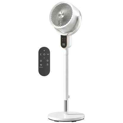 20 dB Silent Standing Fan for Bedroom, 42" Pedestal Fan with 70° Oscillating, 90° Vertical Tilt, 8 Speeds, Remote Control, 12H Timer, Adjustable Height, Child Lock, White
