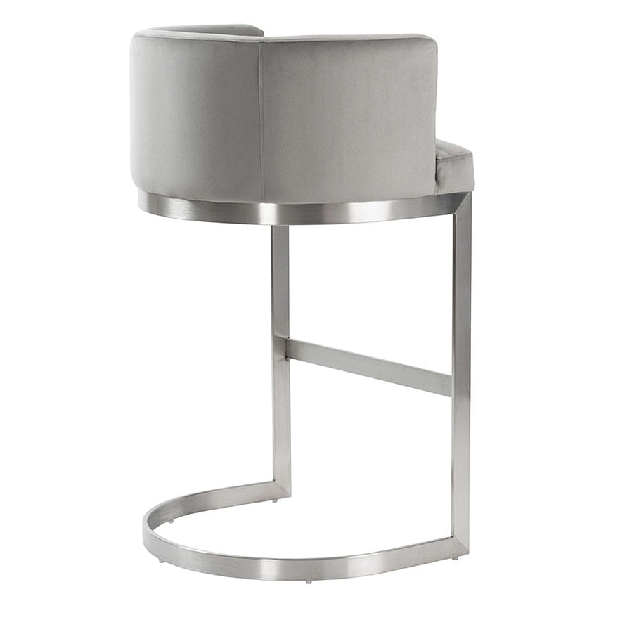 Lasco Bar Stool – Dove Grey - Brushed Stainless Steel Base