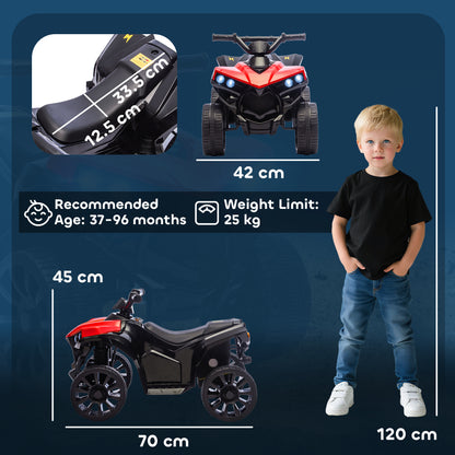 6V Electric Ride on Car, Kids ATV 4 Wheeler with Music and LED Headlights, Indoor Outdoor Toy Car for Ages 3-8 Years Boys and Girls, Red