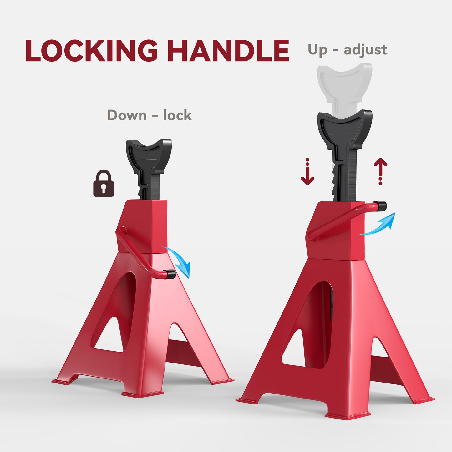 3 Ton Axle Stands, Adjustable Car Jack Stands, Pack of 2, Red