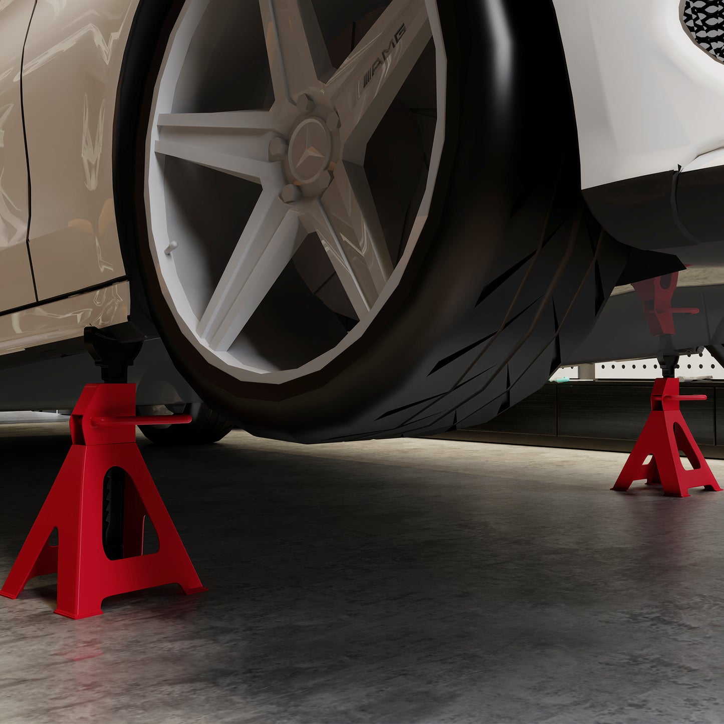 3 Ton Axle Stands, Adjustable Car Jack Stands, Pack of 2, Red