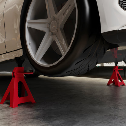 3 Ton Axle Stands, Adjustable Car Jack Stands, Pack of 2, Red