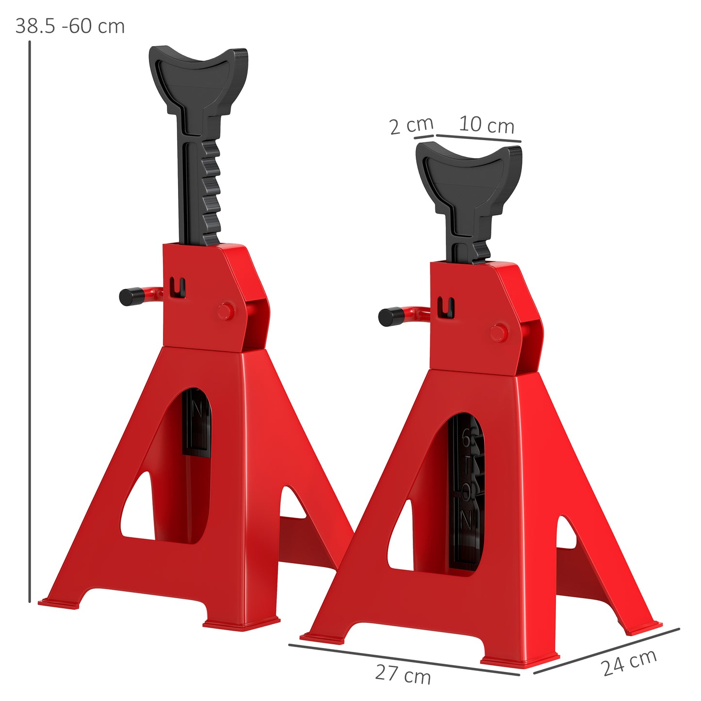 3 Ton Axle Stands, Adjustable Car Jack Stands, Pack of 2, Red