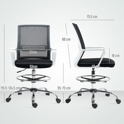 Draughtsman Chair, Mesh Ergonomic Drafting Chair, Black