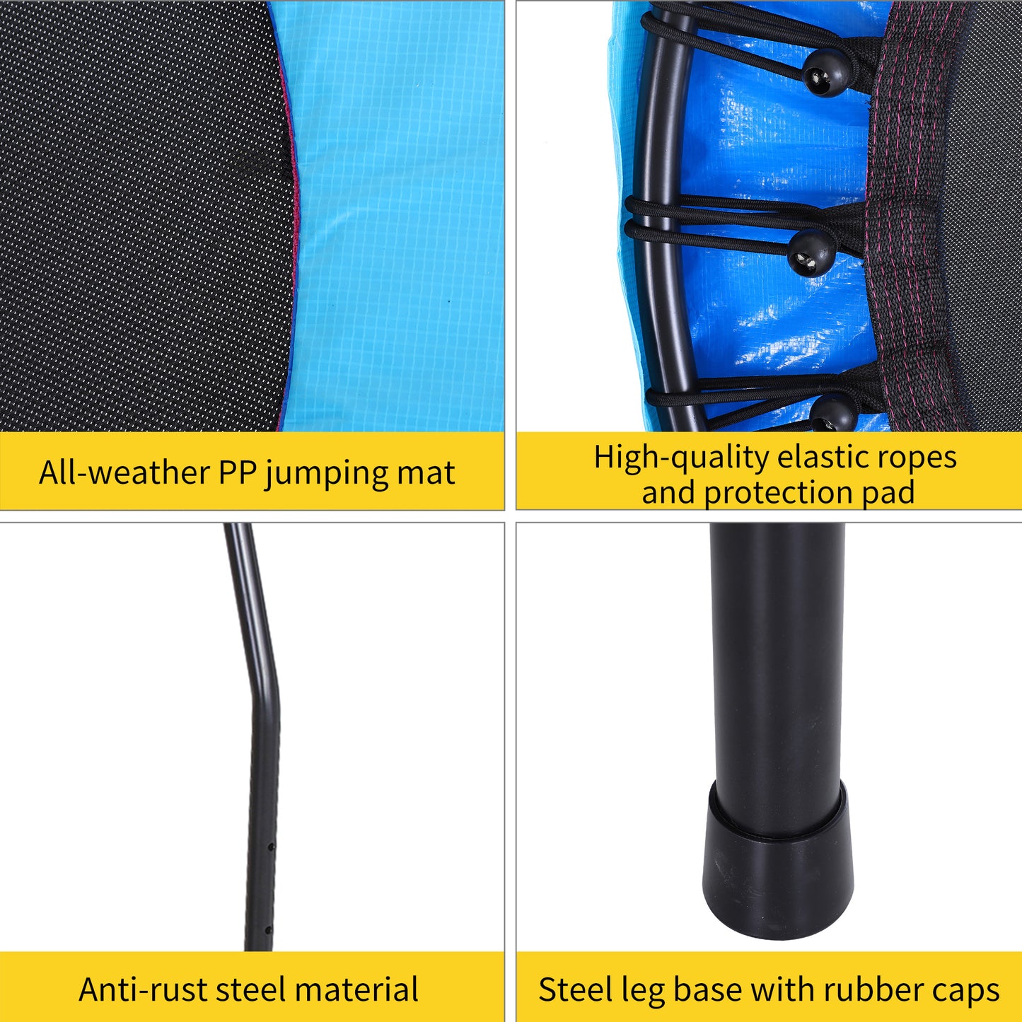 40" Mini Trampoline, Rebounder Jumper w/ Adjustable Handle, Blue