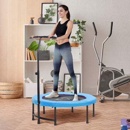 40" Mini Trampoline, Rebounder Jumper w/ Adjustable Handle, Blue