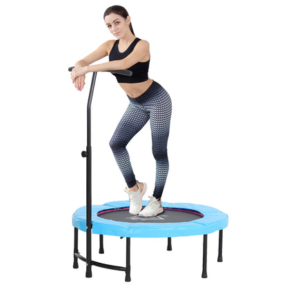 40" Mini Trampoline, Rebounder Jumper w/ Adjustable Handle, Blue