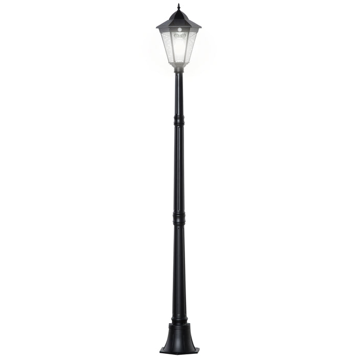 1.9M Garden Lamp Post Light, IP44 Outdoor LED Solar Powered Lantern Lamp with Aluminium Frame for Patio, Pathway and Walkway, Black