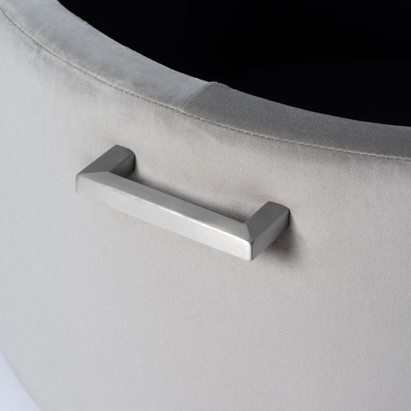 Aria Storage Ottoman – Dove Grey – Brass/Silver