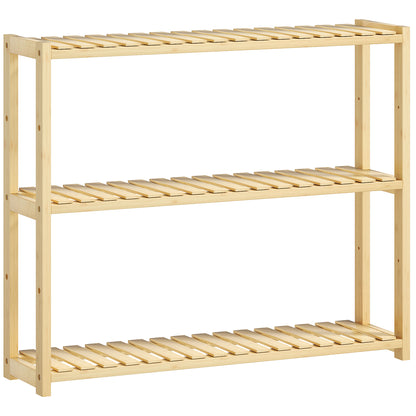 3-Tier Bamboo Adjustable Bathroom Storage Shelf, Natural