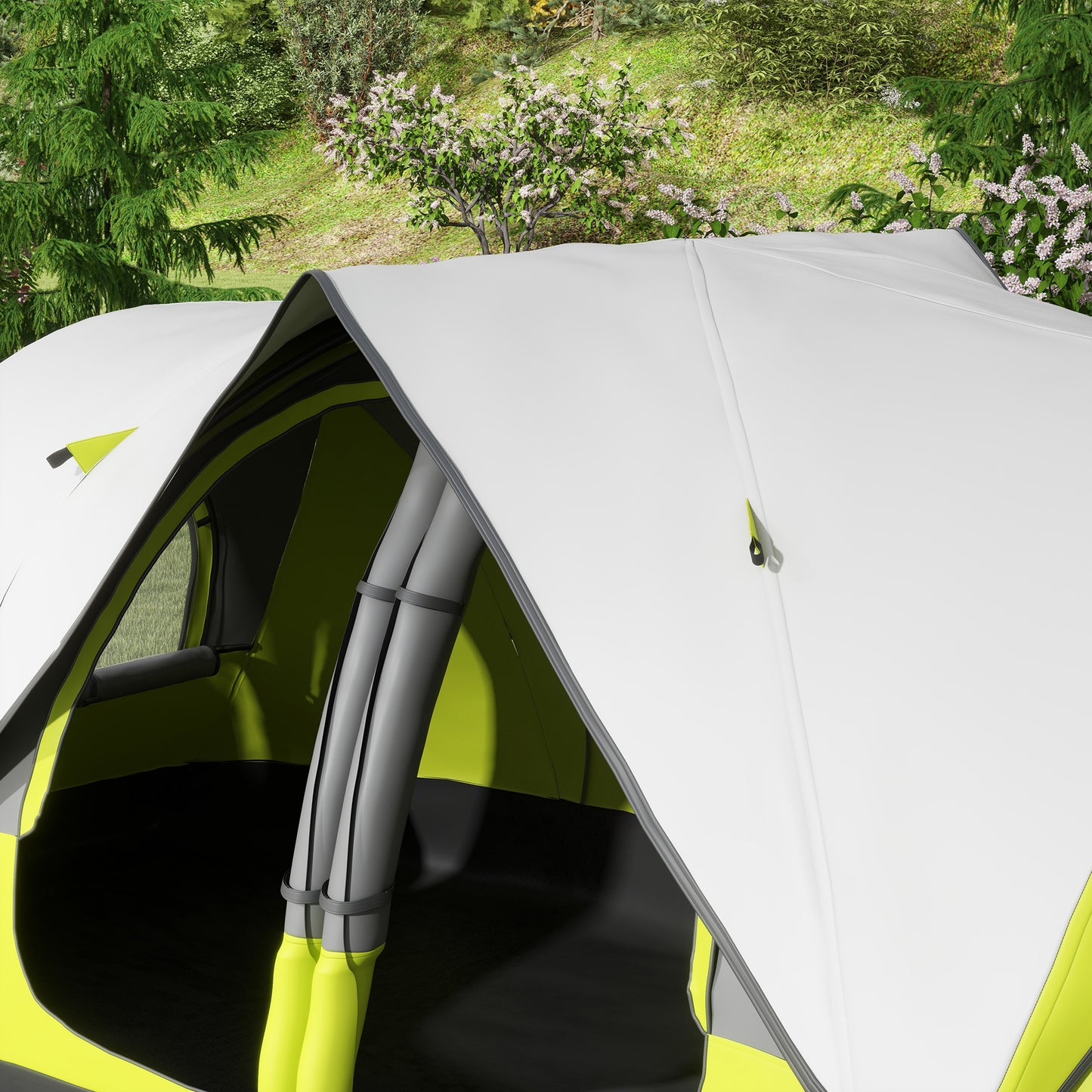 2 Room Camping Tent with Waterproof Rainfly & Screen Panels Yellow