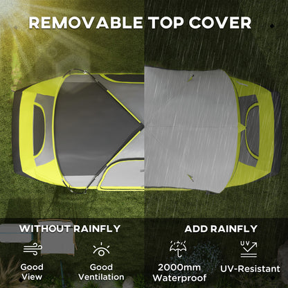 2 Room Camping Tent with Waterproof Rainfly & Screen Panels Yellow