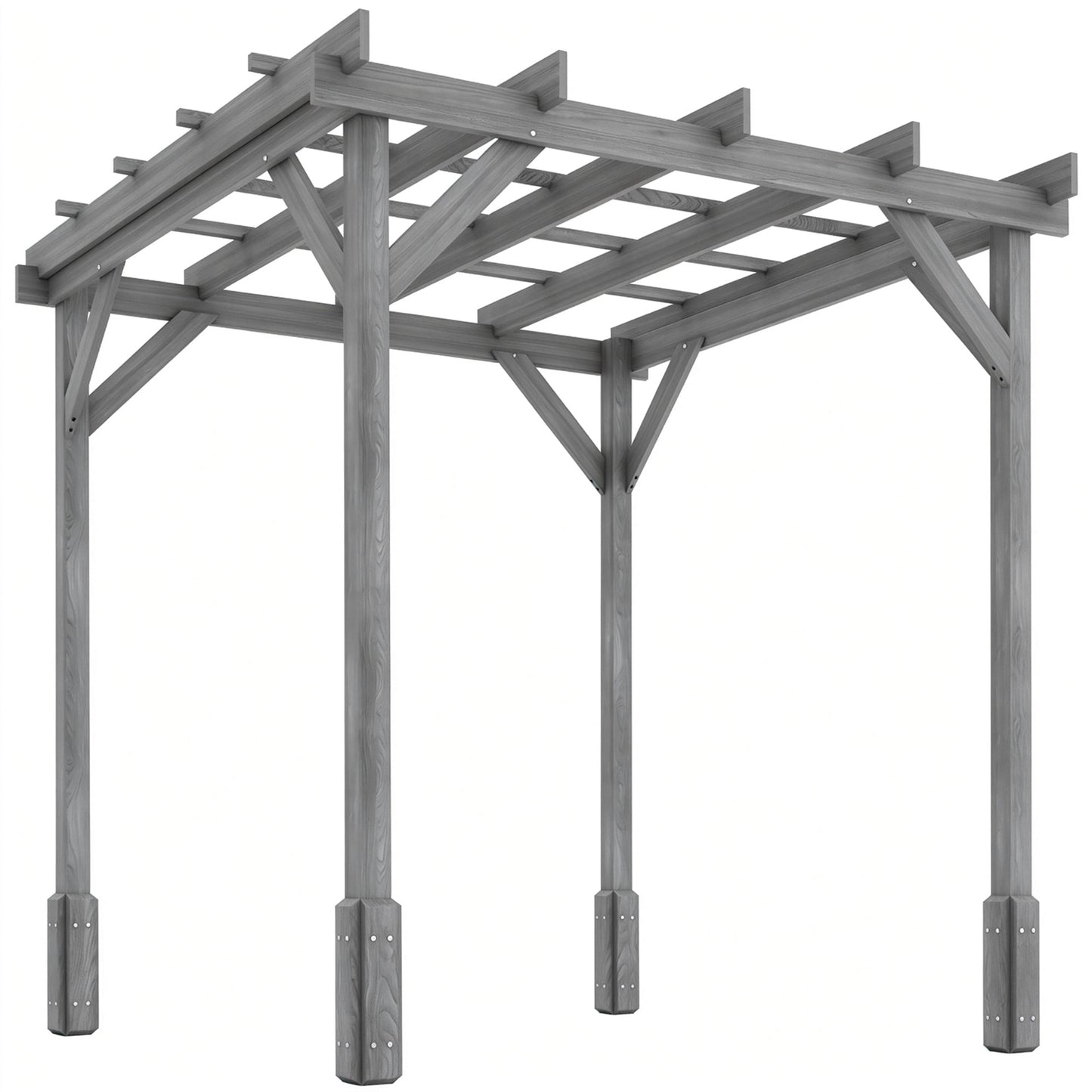 2 x 2m Wooden Pergola Kit, Garden Gazebo Shelter, Grey