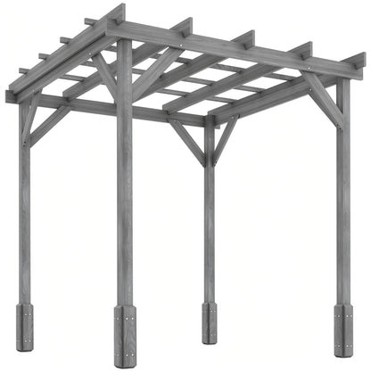 2 x 2m Wooden Pergola Kit, Garden Gazebo Shelter, Grey