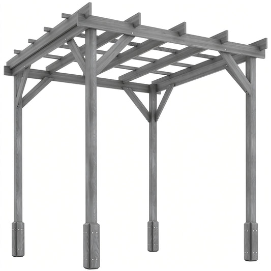 2 x 2m Wooden Pergola Kit, Garden Gazebo Shelter, Grey