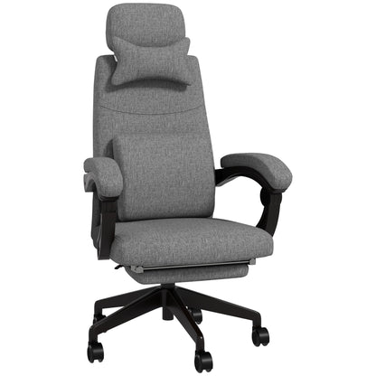 High Back Office Chair Reclining Computer Chair with Footrest Lumbar Support Adjustable Height Swivel Wheels Grey