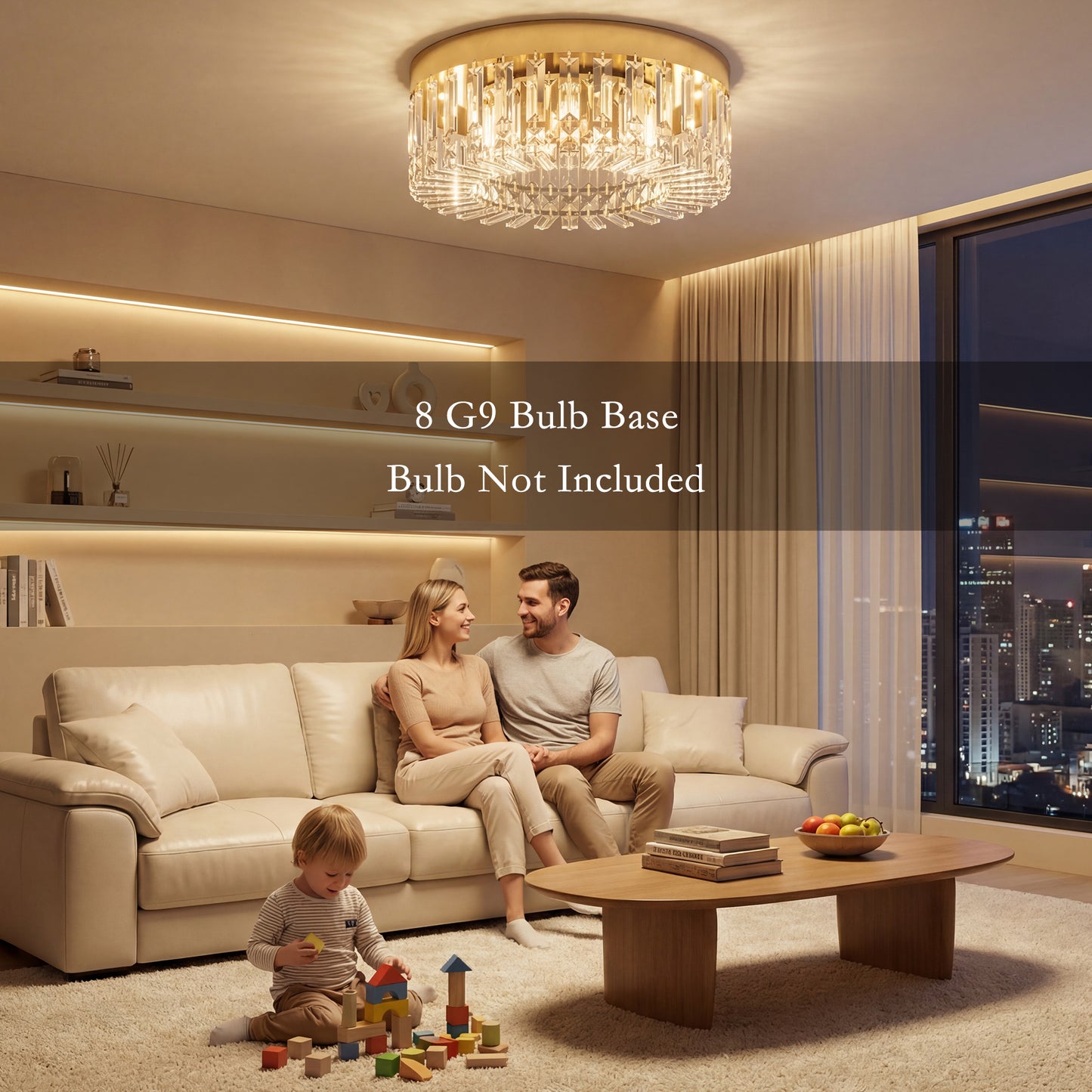 Crystal Ceiling Light with 160 Crystal Pendants, Gold Tone