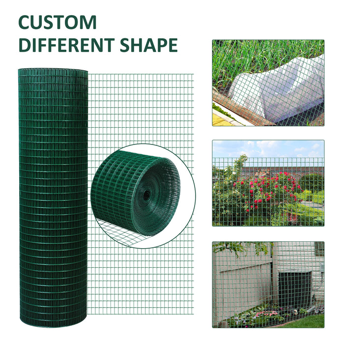 PVC Coated Welded Wire Mesh Fencing Chicken Poultry Aviary Fence Run Hutch Pet Rabbit 30m Green