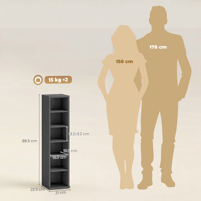 Set of 2 CD Storage Units DVD Shelf with Adjustable Shelves, Black