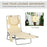 Foldable Sun Lounger, Beach Chaise Lounge with Reading Hole, Arm Slots, 5-Position Adjustable Backrest, Side Pocket, Pillow for Patio, Beige