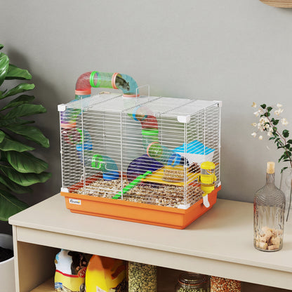 2 Tier Hamster Cage Small Animal House w/ Exercise Wheels Tunnel