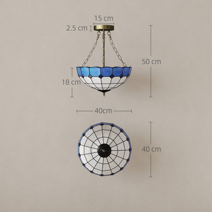 Ceiling Light, Vintage Tiffany Style Chandelier with 3 E27 Sockets
