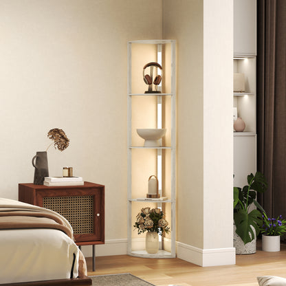 Corner Floor Lamp with Warm White LED Light, Oak