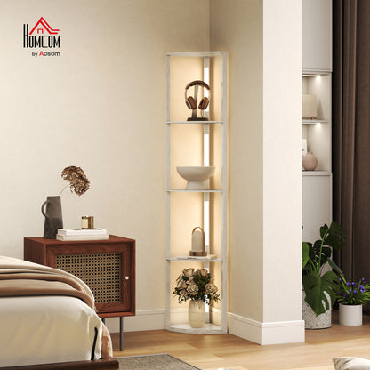 Corner Floor Lamp with Warm White LED Light, Oak