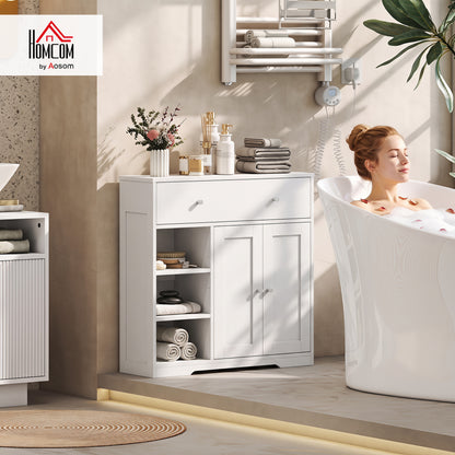 Bathroom Floor Cabinet, Bathroom Cabinet with Drawer and Door, White