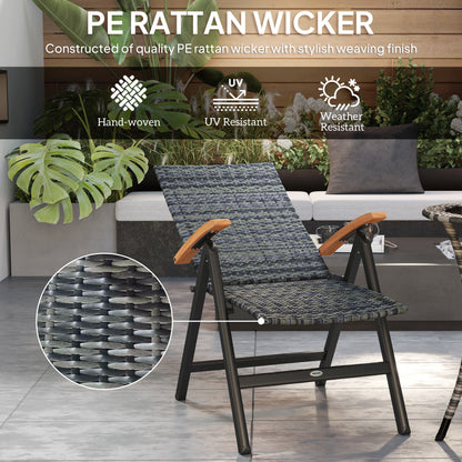 Outdoor Folding Rattan Chair, Dining Chair, Mixed-grey
