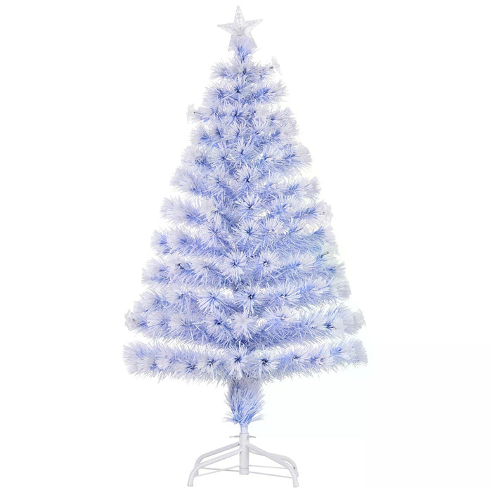 Artificial Fibre Optic Christmas Tree w/ 26 LED Lights Pre-Lit White Blue 4FT