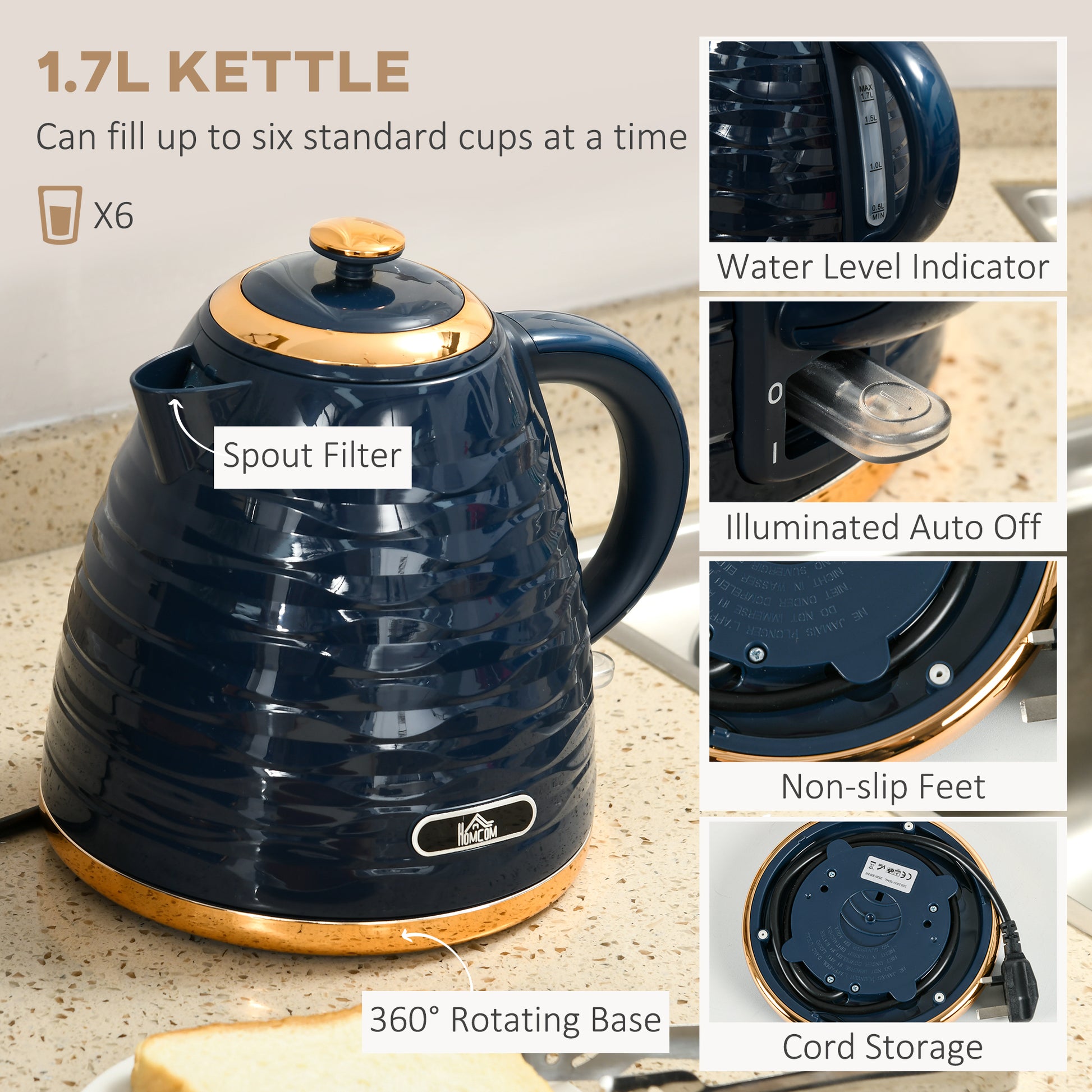 L Low Wattage Camping Kettle And Toaster 3000W Rapid Boil Kettle