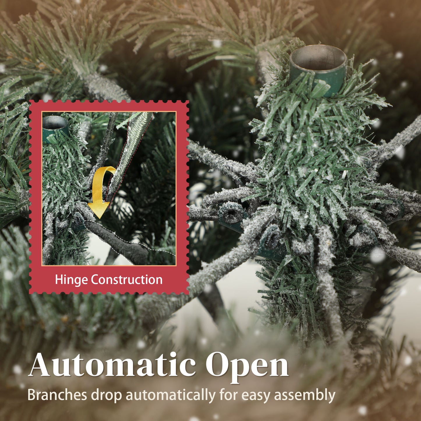 7 ft Artificial Christmas Tree with 1867 Branches, Hinged Xmas Tree