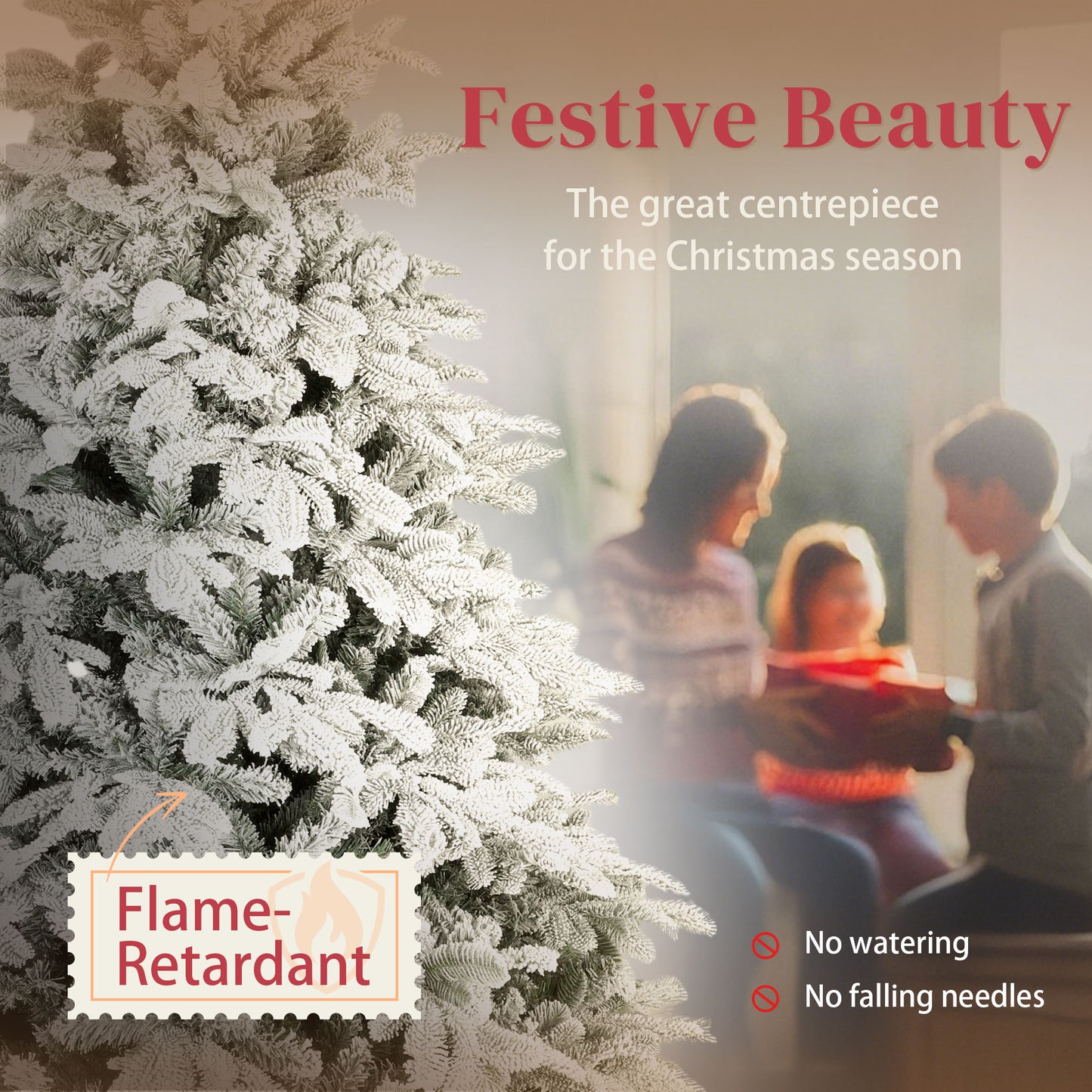 7 ft Artificial Christmas Tree with 1867 Branches, Hinged Xmas Tree