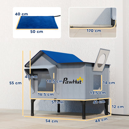 Heated Cat House Weatherproof Cat House for Outside with Heating Pad
