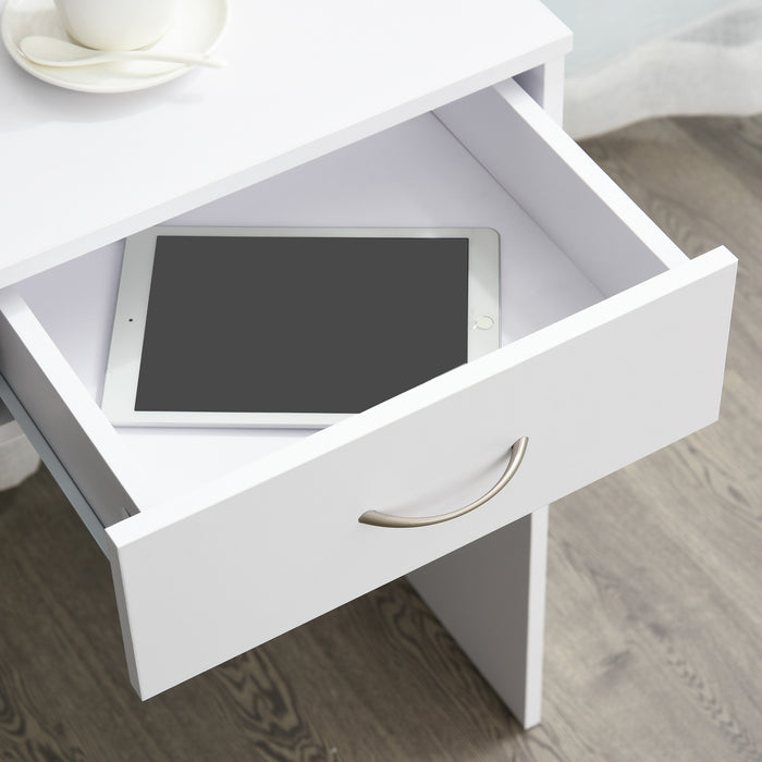 Computer Desk, Work Desk Table Study with Shelf Drawer, Study Table Storage Compartment, Writing Station Display Stylish Storage, White