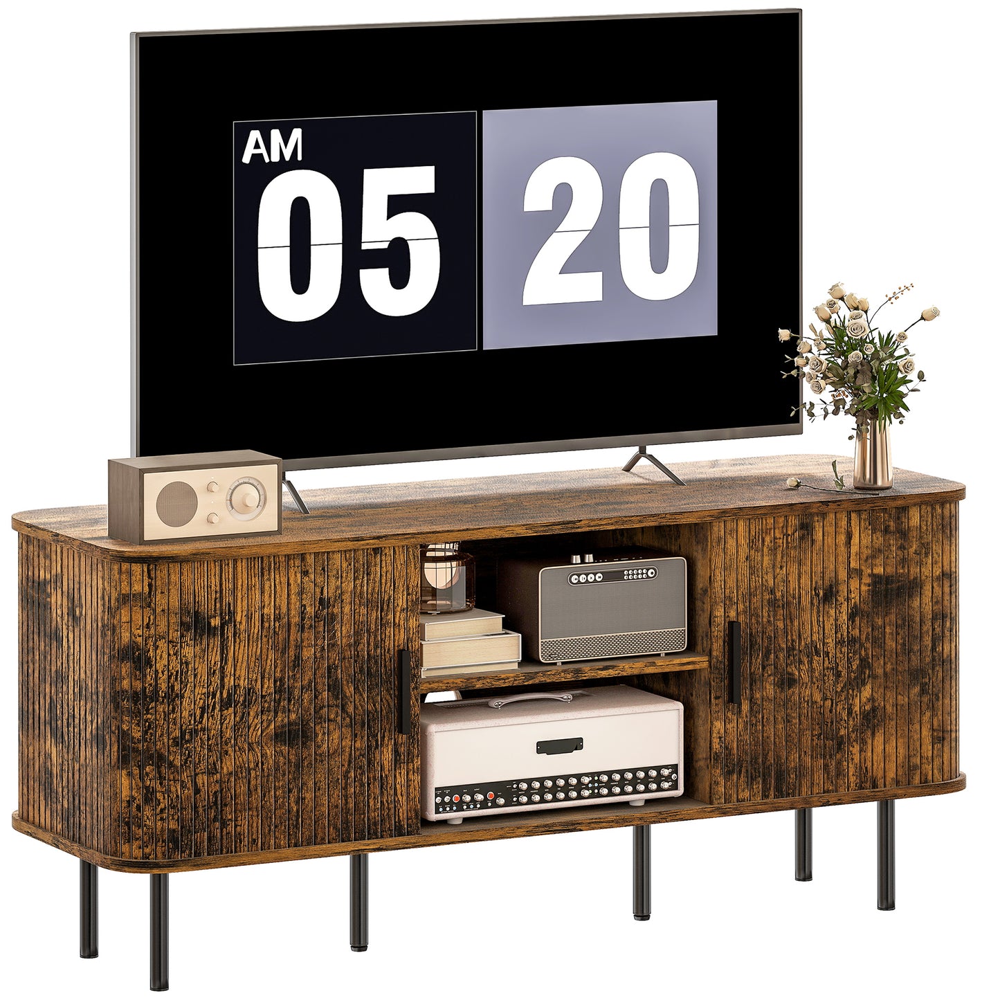 TV Unit for Living Room, TV Stand, Rustic Brown