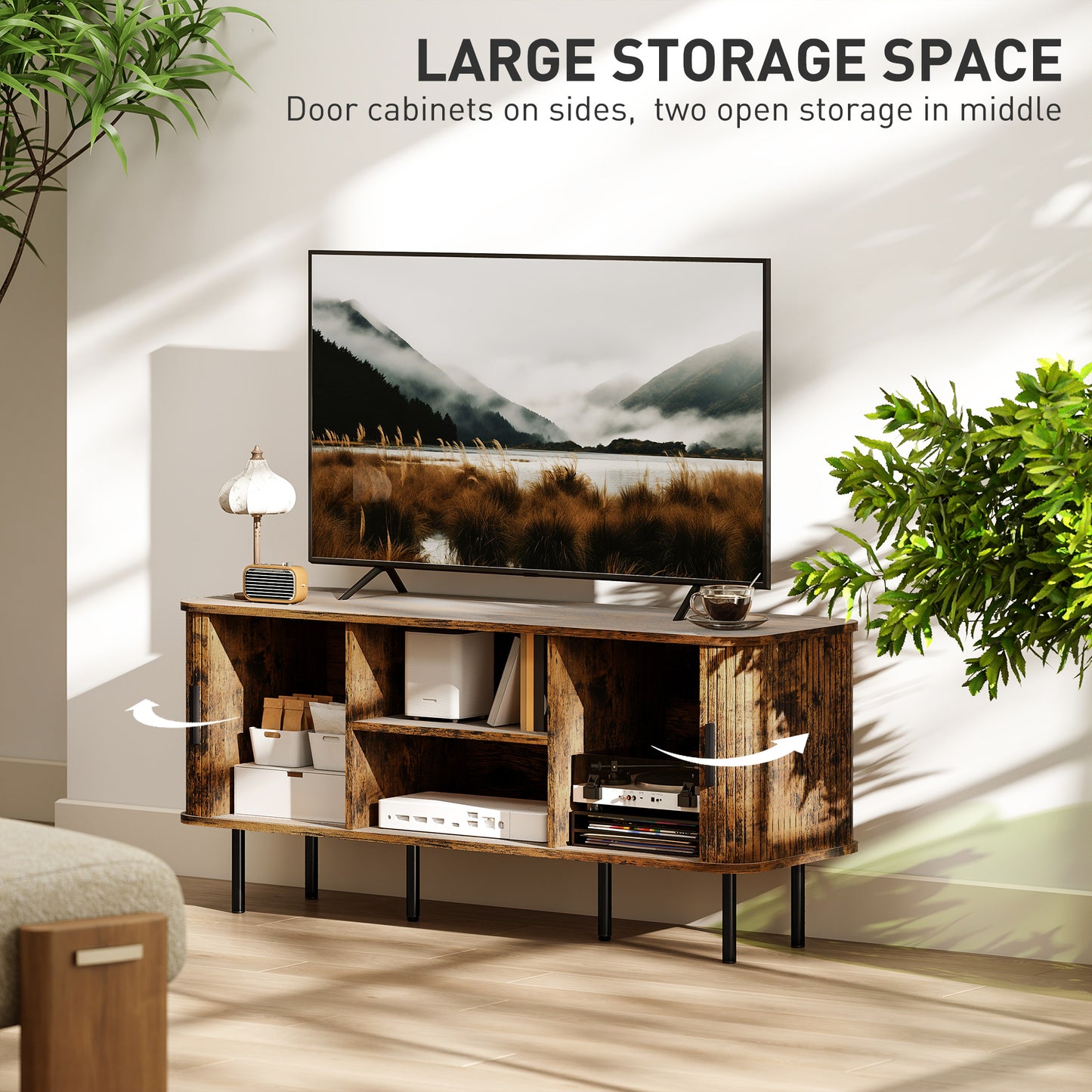 TV Unit for Living Room, TV Stand, Rustic Brown