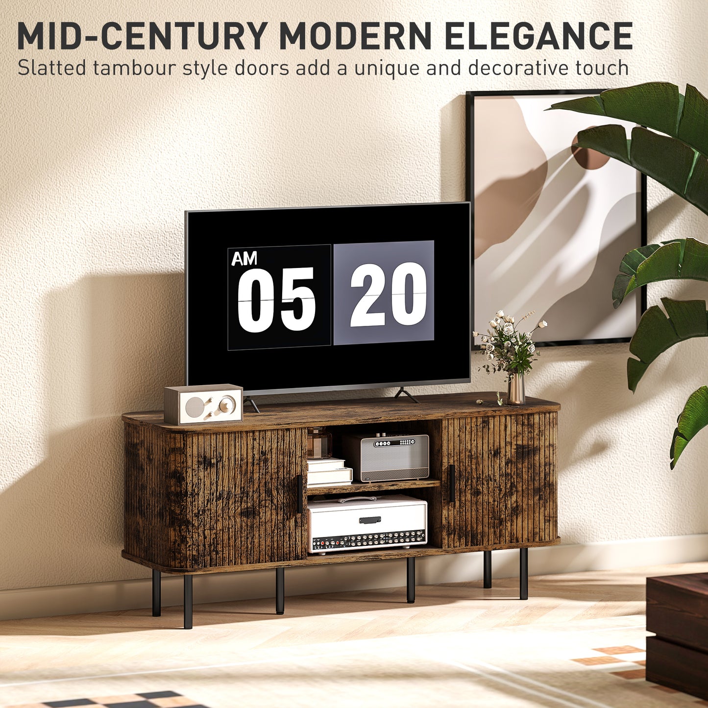 TV Unit for Living Room, TV Stand, Rustic Brown